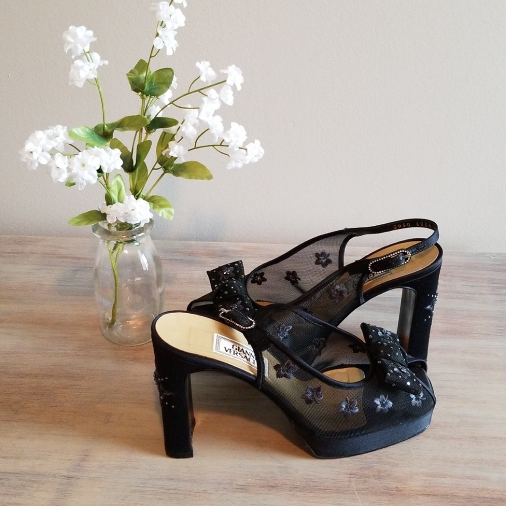 Gianni Versace Black Slingback Sandals